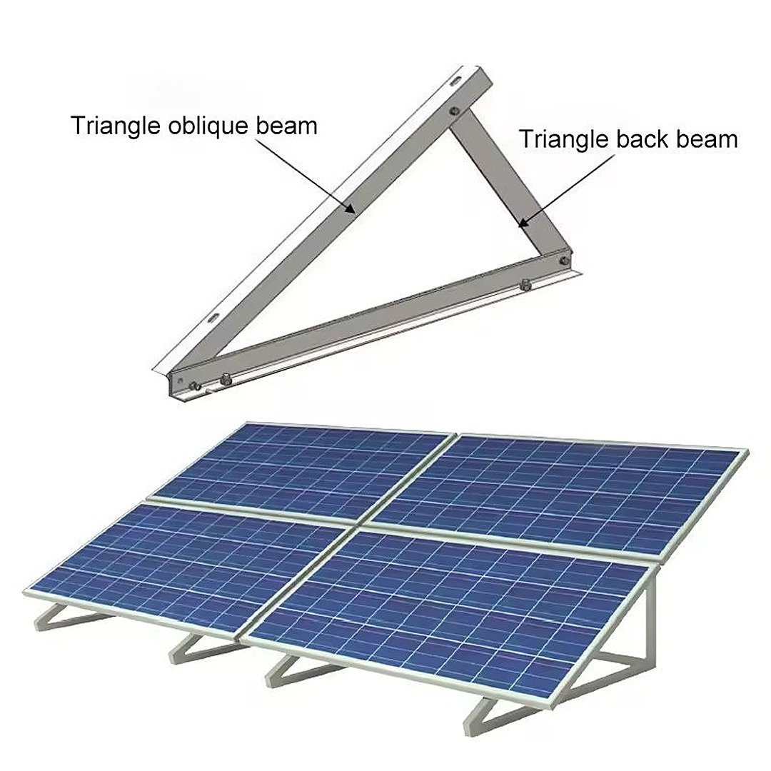 Adjustable triangle solar roof mounting bracket with oblique and back beams