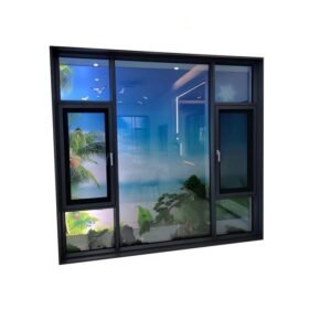 black aluminum casement window with tempered glass for villa