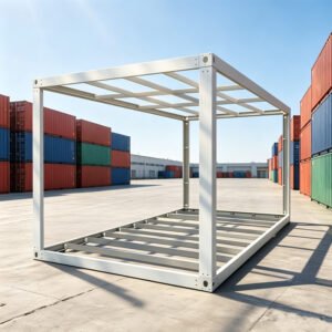 Flat pack container house three storey building render with stairs and balconies