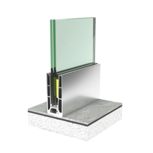 frameless glass railing aluminum U channel installation detail