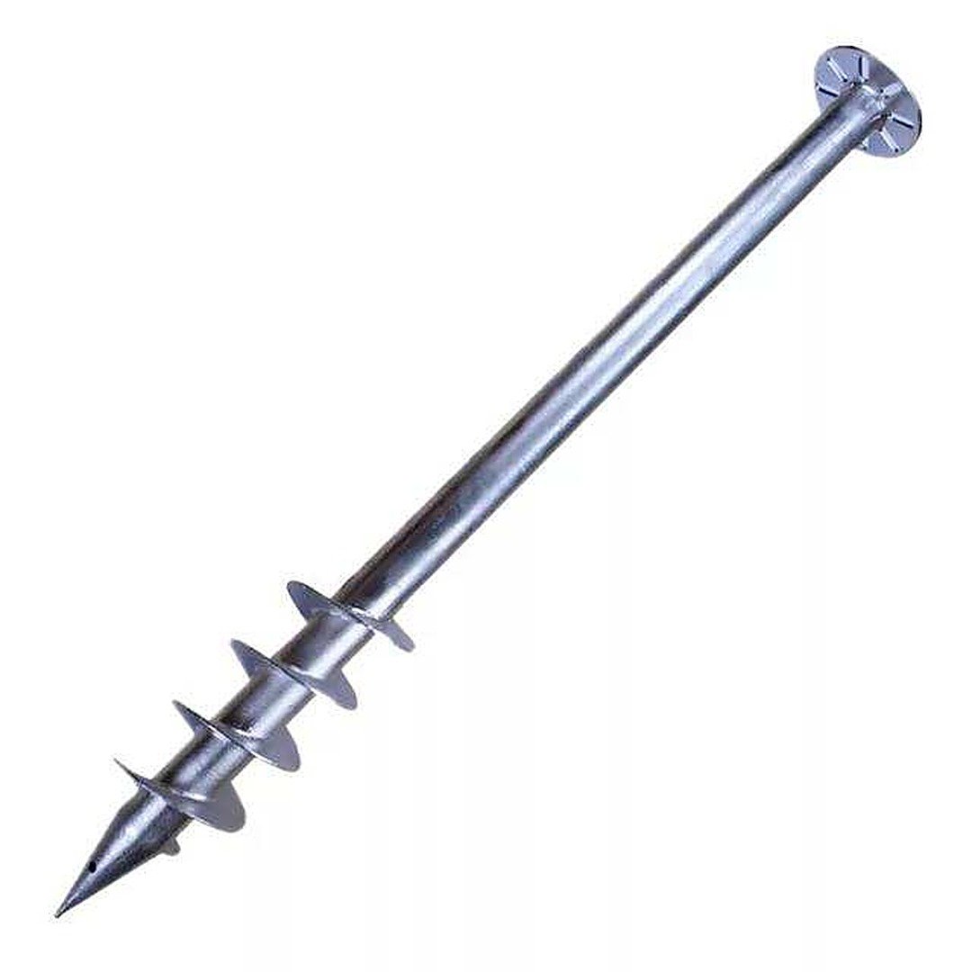 Ground screw anchor with 76mm shaft, helix and top flange