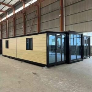 Prefab expandable house fully opened with steel frame and sandwich panel walls