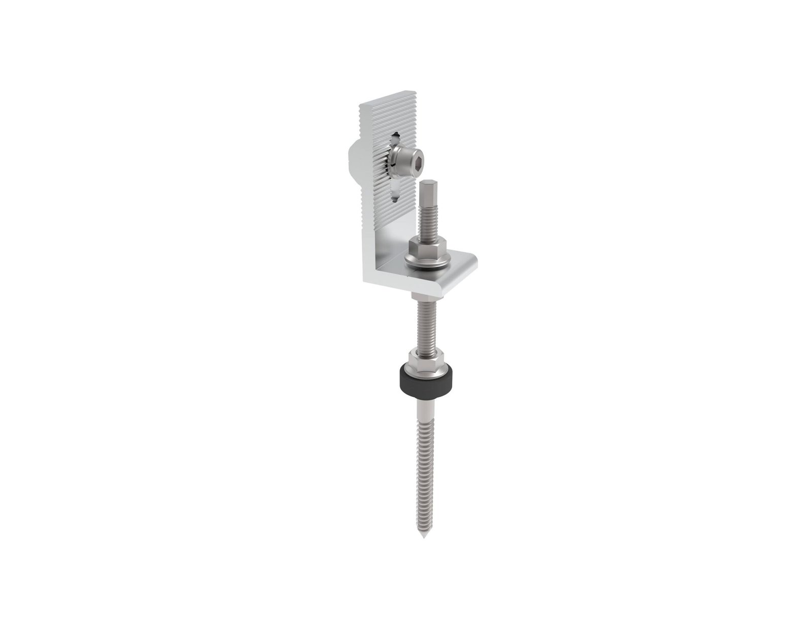 Solar hanger bolt with EPDM sealing washer and L bracket for metal roofs